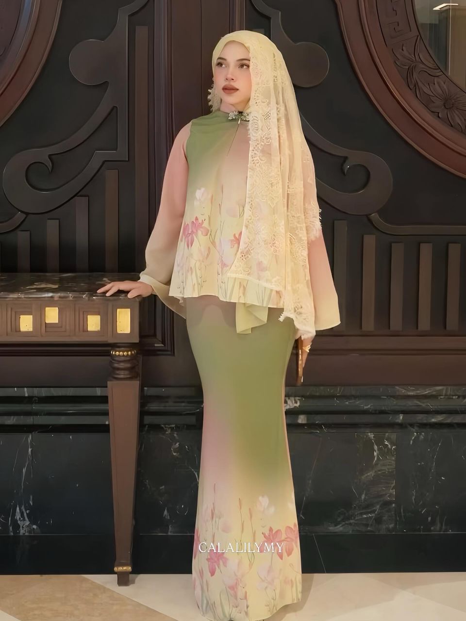 ANGGUN KURUNG IN MATCHA PINK